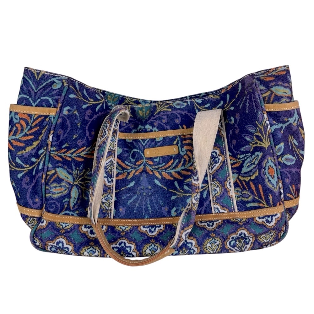 Dena Designs Kumari North South Large Canvas Tote Bag With Leather Trim